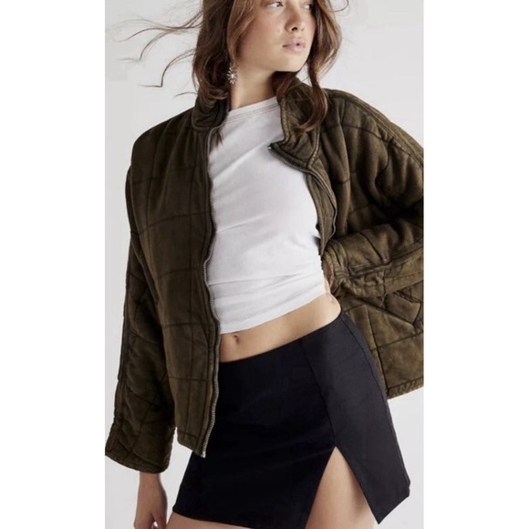 Free People's Dolman Quilted Jacket And Army Green Size Large - Picture 3 of 5
